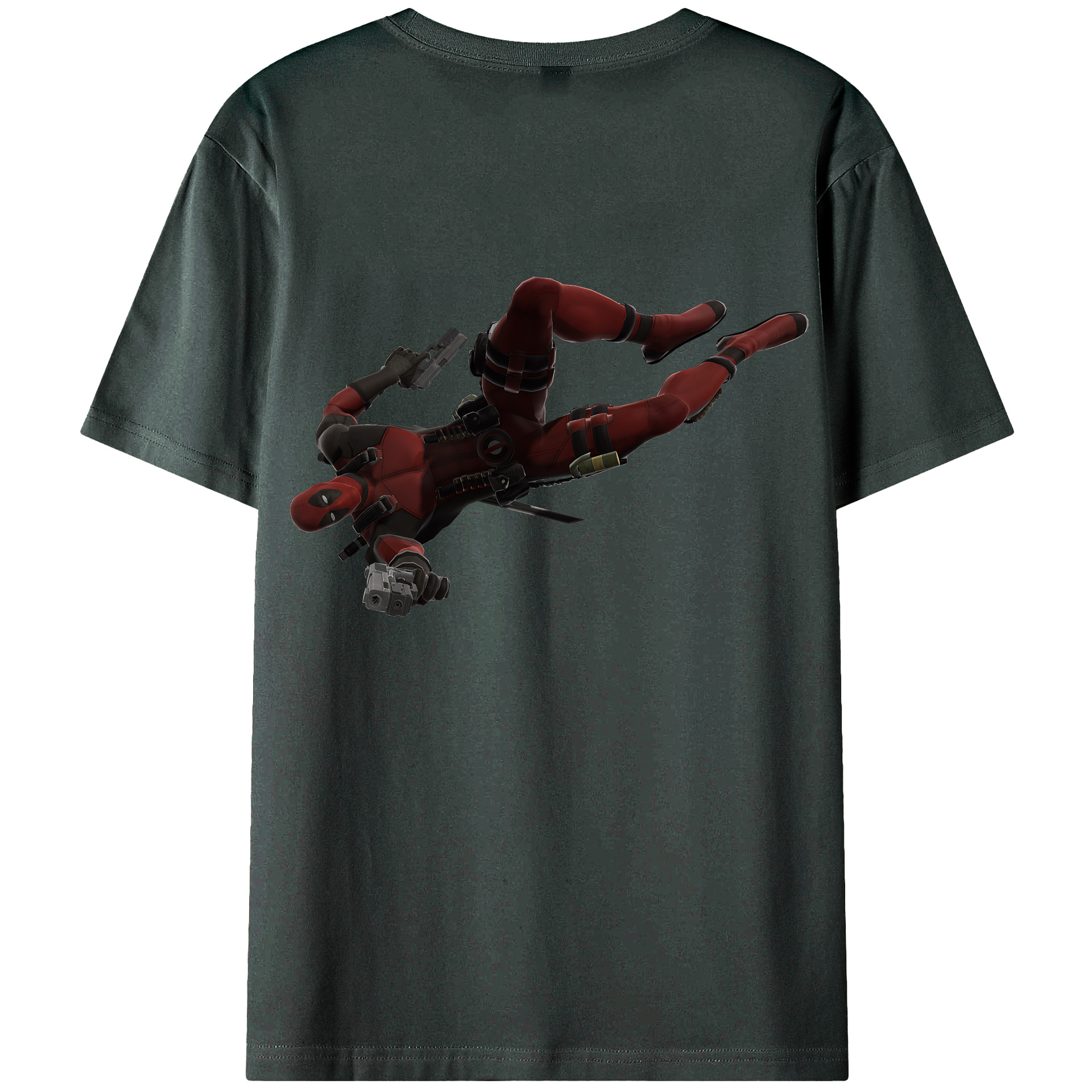 （画像用） Deadpool デッドプール 綿100％ メンズ半袖Tシャツ（バックプリント） 通気性